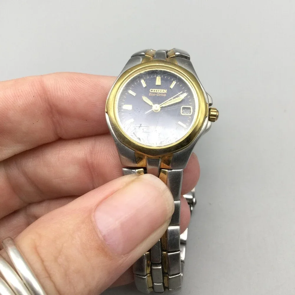 Citizen Eco-Drive Womens Watch 24mm Blue Dial Two Tone 100m WR Stainless 7